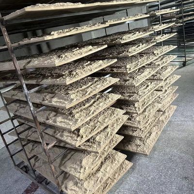 Dark Grey PU Polyurethane Faux Mushroom Stone Wall Panel Ringan