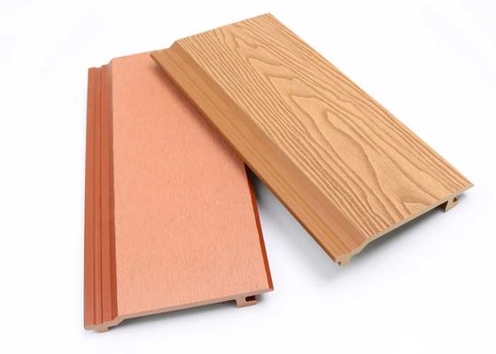 Kayu Plastik Eksterior Komposit Panel Dinding WPC 28mm Co Ekstrusi Dekorasi Luar Ruangan