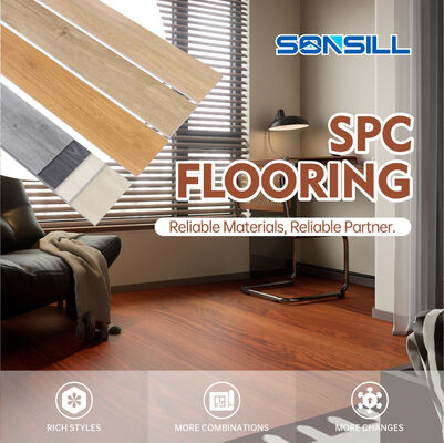 Lantai SPC Formaldehida E0 dengan Bahan Baku Batu Kapur Solusi Lantai Tahan Lama Unggul untuk Aplikasi Komersial dan Residensial