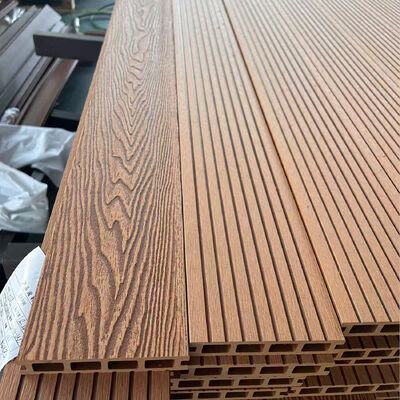 Outdoor WPC Wall Panel System Waterproof Composite Plastik Kayu untuk Lapisan Dinding Luar