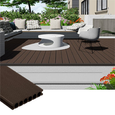 Tekstur Custom Outdoor WPC Decking ∙ Airproof Solid Composite Wood Plastic Flooring untuk Ruang Modern