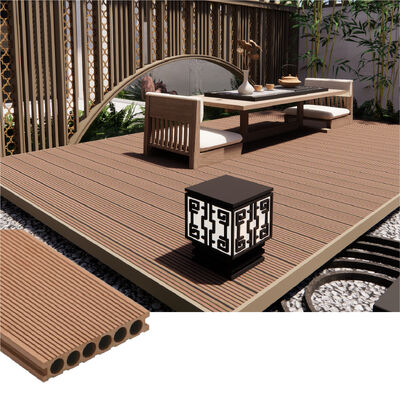 Tekstur Custom Outdoor WPC Decking ∙ Airproof Solid Composite Wood Plastic Flooring untuk Ruang Modern