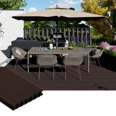 Tekstur Custom Outdoor WPC Decking ∙ Airproof Solid Composite Wood Plastic Flooring untuk Ruang Modern
