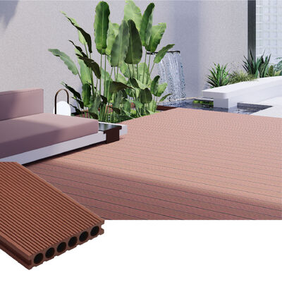 Tekstur Custom Outdoor WPC Decking ∙ Airproof Solid Composite Wood Plastic Flooring untuk Ruang Modern