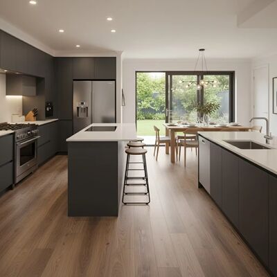 Spc Tahan Air 5mm Lantai Mengambang Vinyl Kaku 20mil Lapisan Aus Papan Kunci Klik