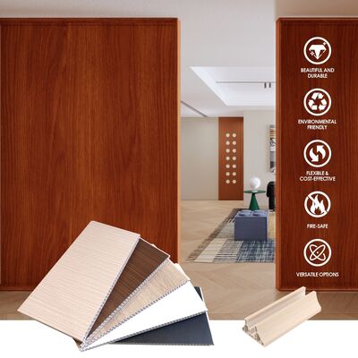 Panel Dinding PVC Tahan Air Ringan Tahan Api untuk Partisi Ruang Kantor