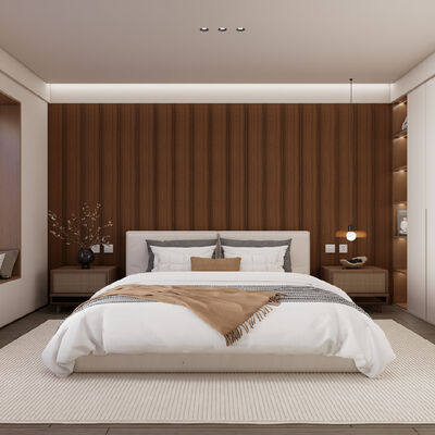 Waterproof Indoor WPC Wall Panel Mudah Menginstal Fluted Wall Cladding untuk Dekorasi Interior