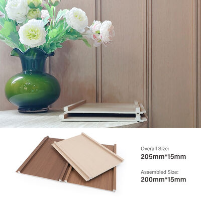 Desain Modern Kayu Biji Fluted Panel Dinding WPC Waterproof Cladding Dinding Indoor untuk ruang tamu dan kamar tidur
