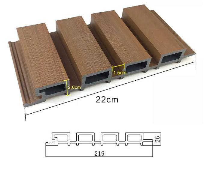 Panel Dinding Eksterior Komposit Luar Ruangan WPC Panel Dinding Kayu PVC Diekstrusi