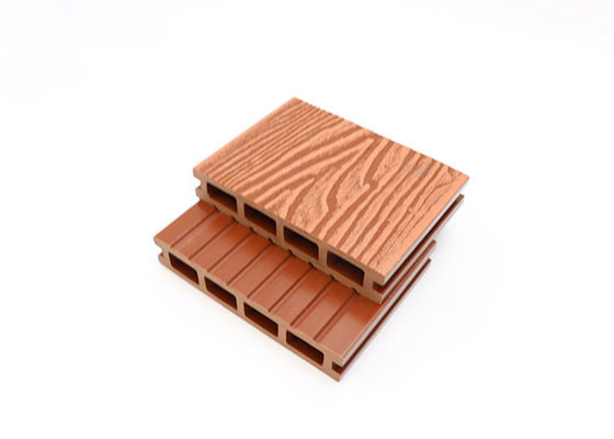 Lantai Kayu Tekstur Timbul 3D WPC Decking Lantai Dek Komposit Tahan Air