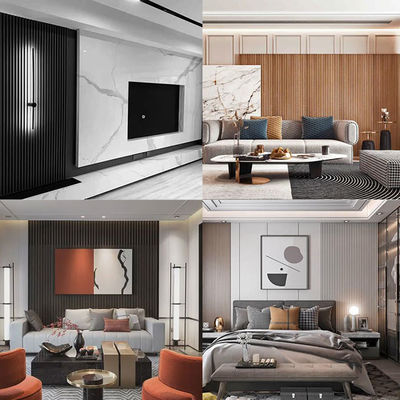 Interior Tahan Air Serat Kayu Dilaminasi Panel Dinding PVC WPC Desain Dekorasi