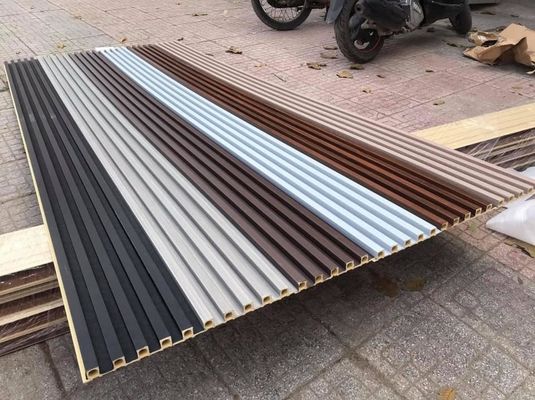 Kayu Butir PVC Panel Dinding WPC Panel Dinding Bergalur Panel Dinding WPC 3D