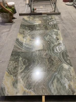 Decotion Dinding Interior Tahan Air PVC UV Marmer Lembaran Plastik 1220x2800mm