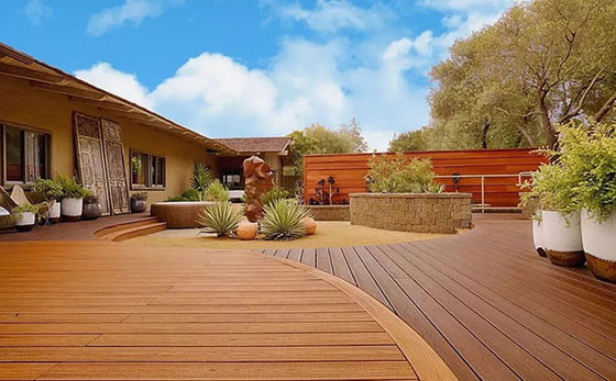 140x25mm Papan Dek Komposit Kayu Plastik Decking Komposit Untuk Taman