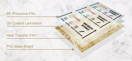 Penyerapan Suara Fleksibel PVC UV Protection Marble Sheet Heat Insulation