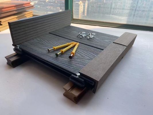 Waterproof Non Slip Outdoor WPC Decking Lantai Kayu Ek Direkayasa