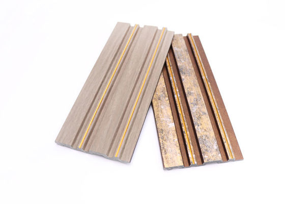 Panel Indoor PS Wall Cladding Panel Dengan Garis Emas Perak Untuk Latar Belakang 120x12mm