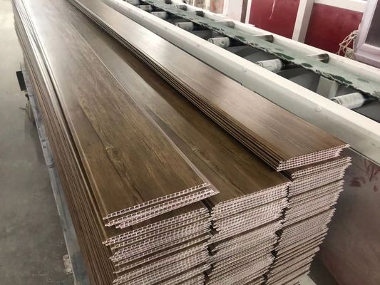Panel Langit-langit PVC Kayu Laminasi Dekoratif 25cm Interior Panel Dinding Plastik