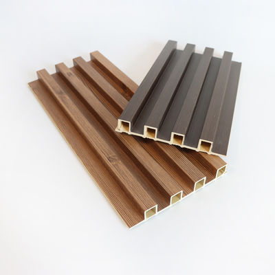 Panel Dinding WPC Interior Bergalur Dekorasi Dalam Ruangan Kayu Plastik Komposit PVC Coating Cladding