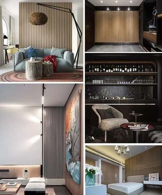 Panel Dinding Dekoratif WPC Interior Mudah Menginstal Kantor Hotel Desain Modern