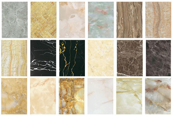Luxury High Glossy 1220x2440mm 3mm PVC Marble Sheet Dekorasi Dinding Interior