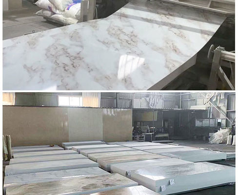 Luxury High Glossy 1220x2440mm 3mm PVC Marble Sheet Dekorasi Dinding Interior