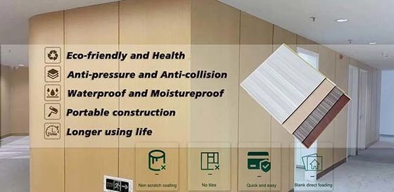 Mudah Menginstal Panel Dinding PVC Dekoratif Interior Langit-langit Tahan Api Ringan