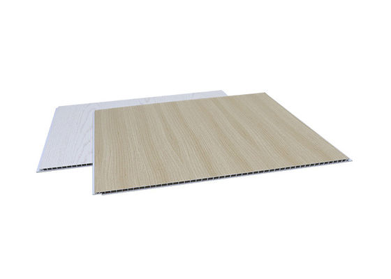 Panel Langit-Langit PVC Kayu Dalam Ruangan Plastik Komposit PVC Coating Cladding Papan Dinding Bergalur