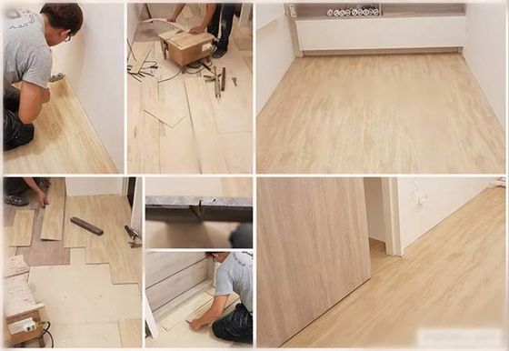 4mm 3.5mm Lantai Interlock Klik 4mm Vinyl SPC Klik Lantai Ubin Dalam Ruangan