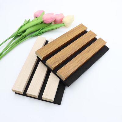 Papan Panel Dinding Akustik Kustom 100% Polyester + MDF Dengan Kedap Suara Veneer