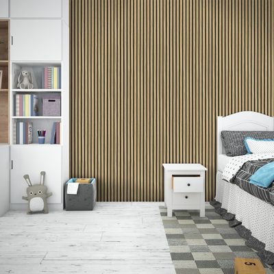 Papan Panel Akustik Bergalur Serat Kayu Kedap Suara Untuk Dekorasi Interior