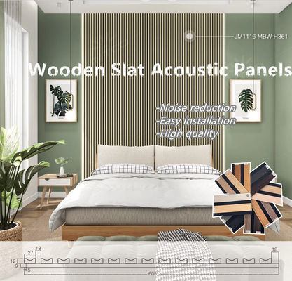 Panel Papan Akustik Ketebalan 12mm Panel Dinding Kayu Slat Untuk Dekorasi Rumah
