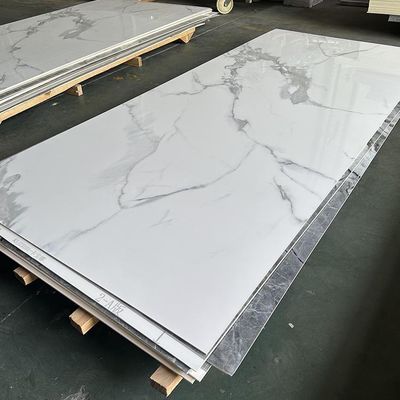 Tekstur Marmer Berkilau Tinggi Panel Dinding WPC Bambu Batubara Kayu Veneer PVC Lembar Marmer