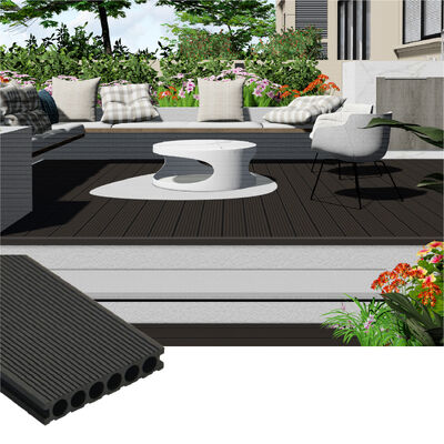 Lantai Decking Outdoor WPC Waterproof Composite Plastik Kayu untuk Teras di tepi kolam renang dan jalan kaki